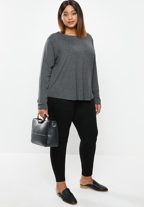 edit Plus - Curved hem basic tee - grey