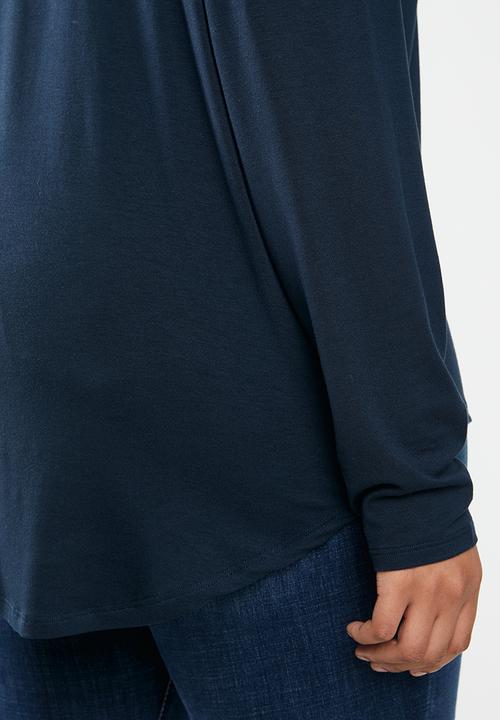 edit Plus - Curved hem basic tee - navy