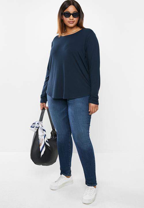 edit Plus - Curved hem basic tee - navy