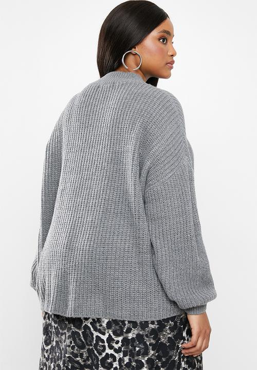 Glamorous - Plus high neck jumper- grey