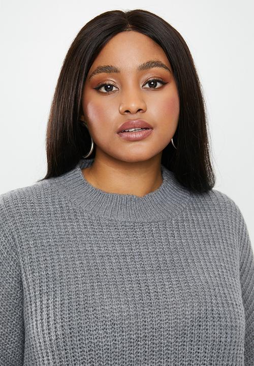 Glamorous - Plus high neck jumper- grey