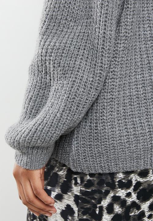 Glamorous - Plus high neck jumper- grey