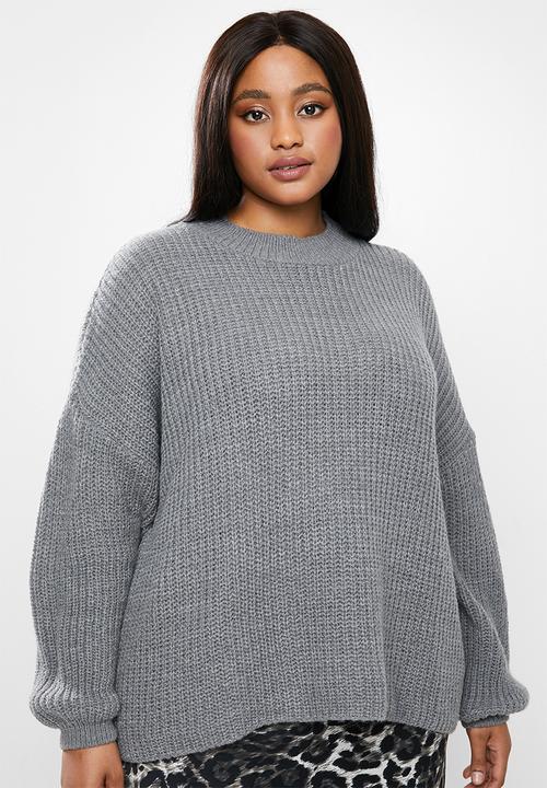 Glamorous - Plus high neck jumper- grey