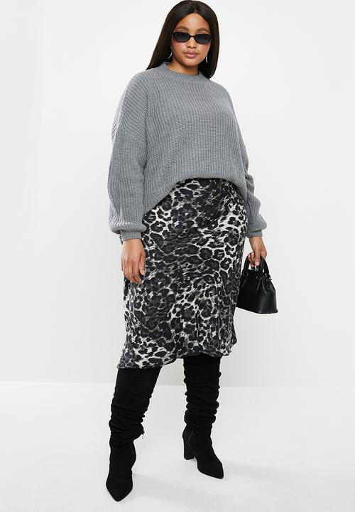 Glamorous - Plus high neck jumper- grey
