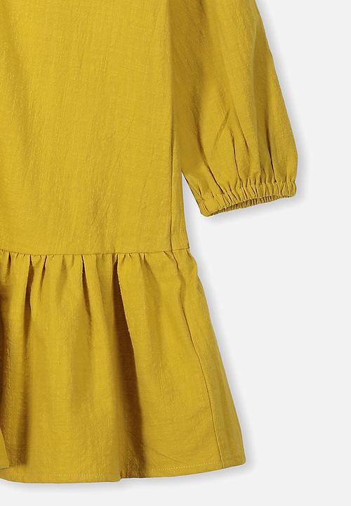 Free by Cotton On - Leila long sleeve dress - yellow 