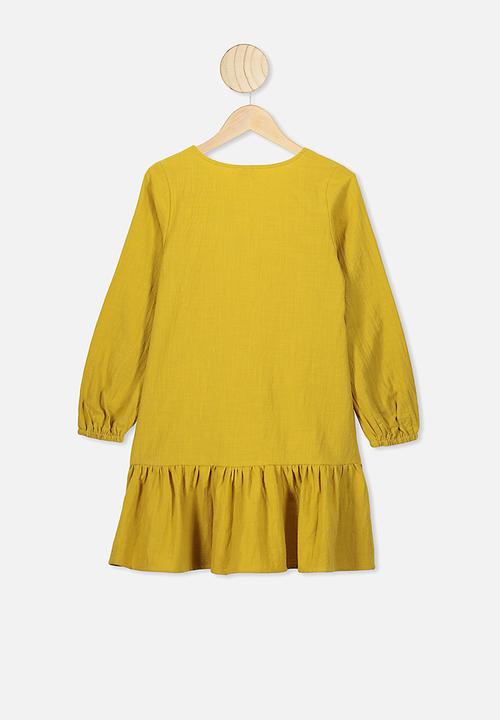 Free by Cotton On - Leila long sleeve dress - yellow 