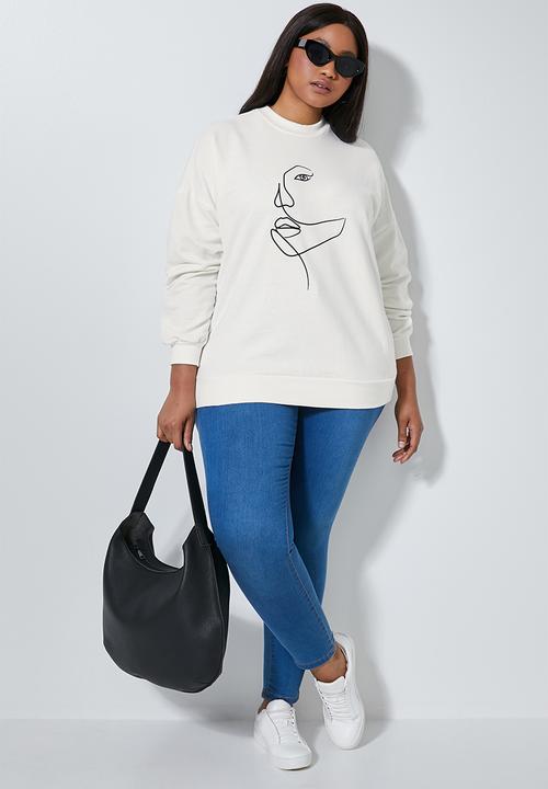 Superbalist - Graphic crew sweat - milk
