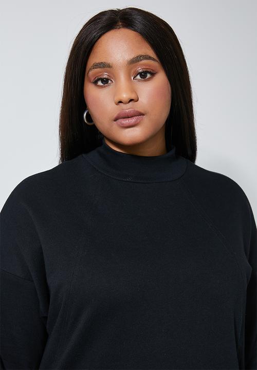 Superbalist - Cutline highneck fleece dress - black