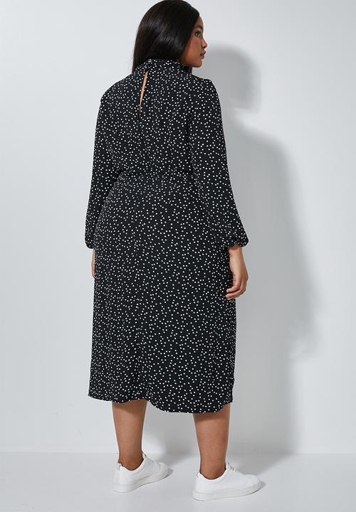 Superbalist - Highneck slit maxi - black & white 