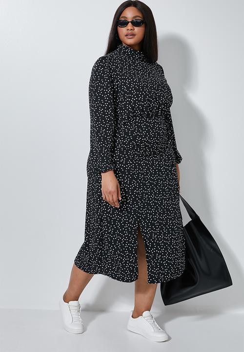 Superbalist - Highneck slit maxi - black & white 
