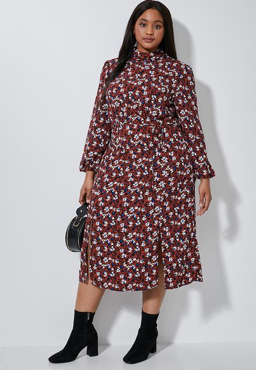 Superbalist - Highneck slit maxi - burgundy 