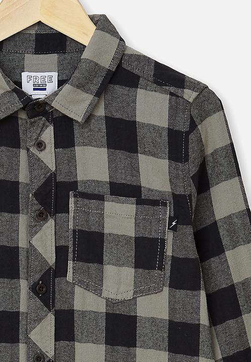 Free by Cotton On - Rocky shirt  - grey & black 
