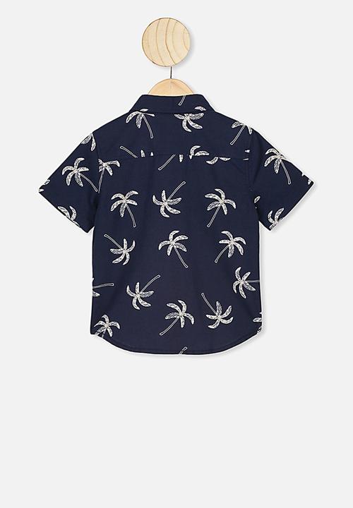 Cotton On - Resort short sleeve shirt - navy & white 