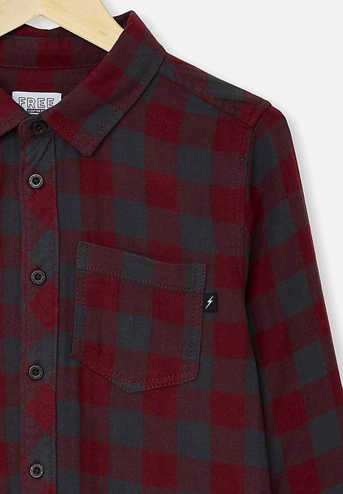 Free by Cotton On - Rocky shirt  - burgundy & charcoal 