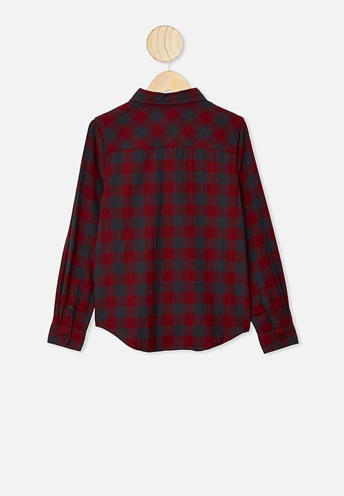 Free by Cotton On - Rocky shirt  - burgundy & charcoal 