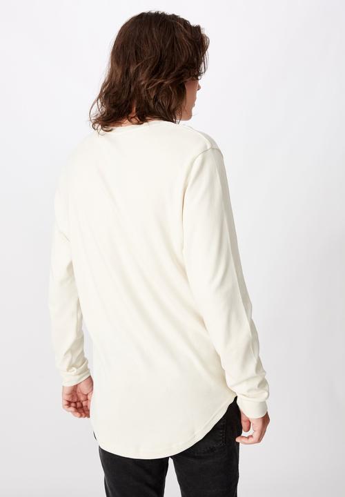 Factorie - Curved long sleeve graphic T-shirt - cream