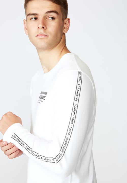 Factorie - Curved long sleeve graphic T-shirt - white