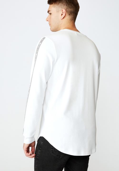 Factorie - Curved long sleeve graphic T-shirt - white