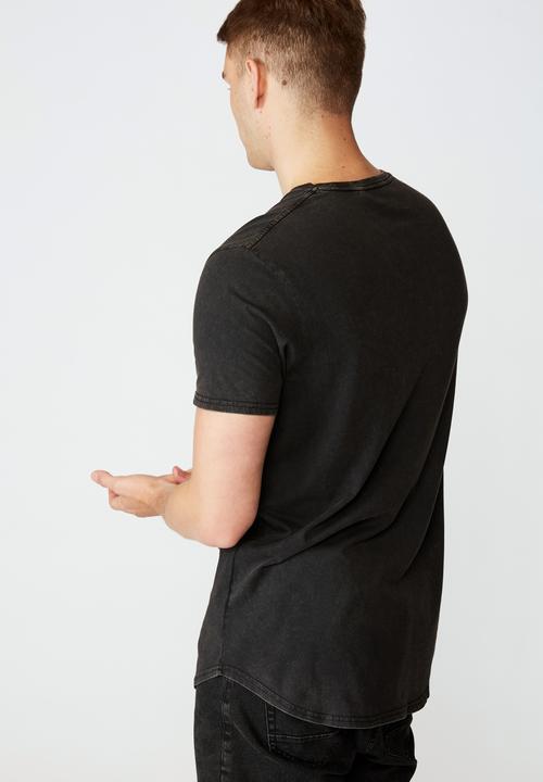 Factorie - Center rose curved graphic T-shirt - washed black