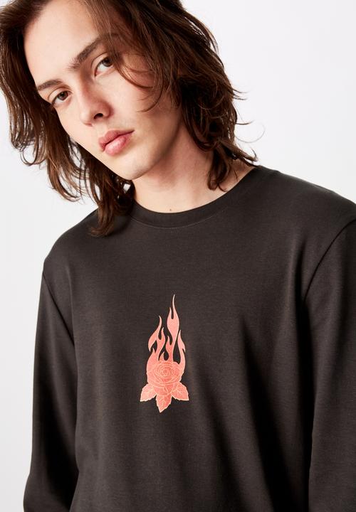 Factorie - Slim long sleeve graphic T-shirt - charcoal 