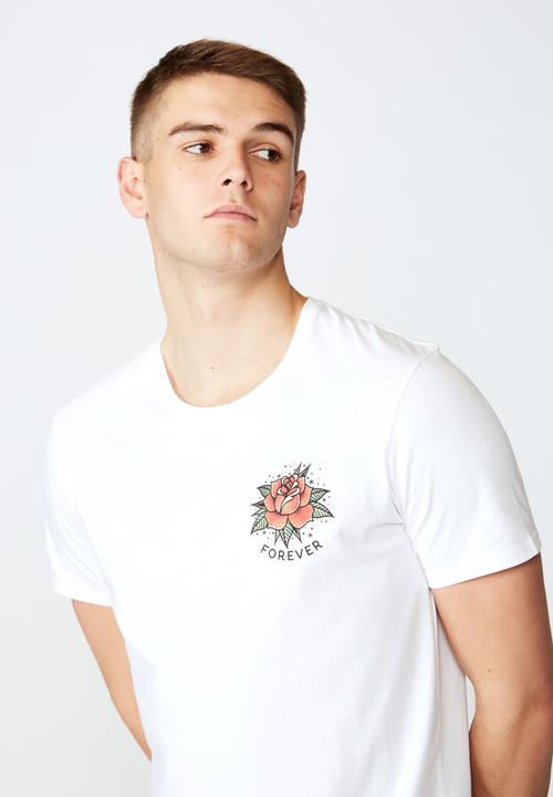 Factorie - Forever curved graphic T-shirt - white