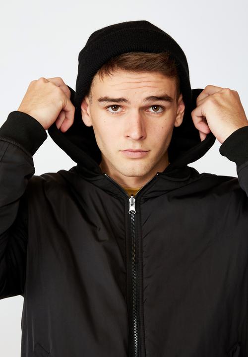 Factorie - Reversible hooded bomber - black