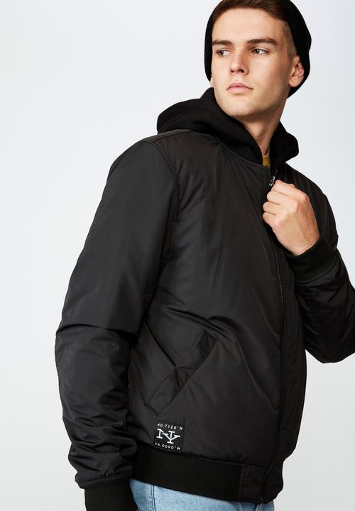 Factorie - Reversible hooded bomber - black