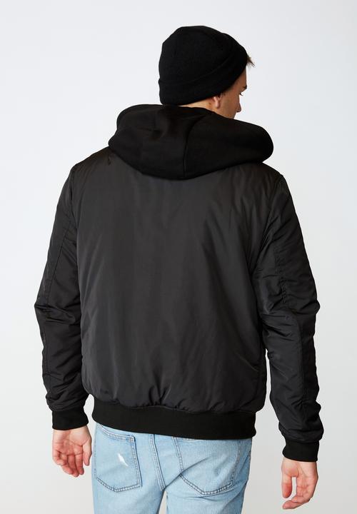 Factorie - Reversible hooded bomber - black