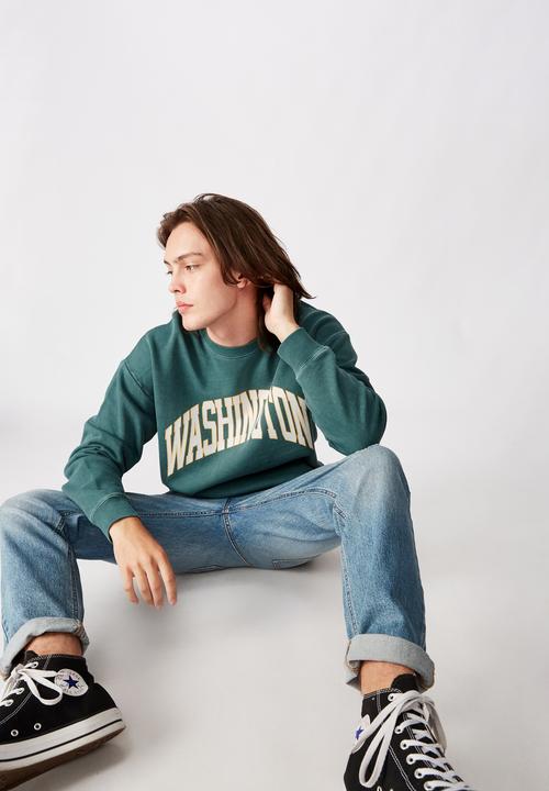 Factorie - Washington oversized graphic crew - green