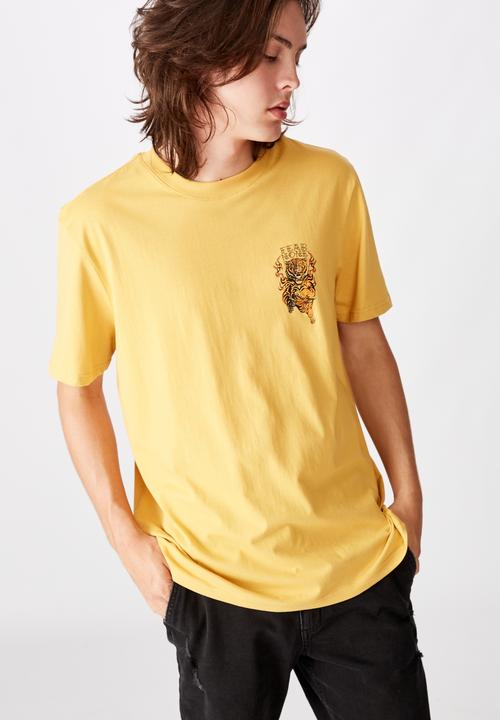Factorie - Fear none regular graphic T-shirt - yellow