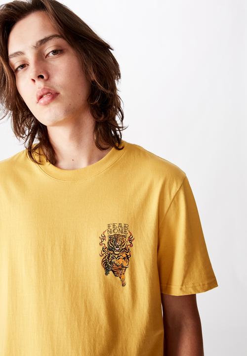 Factorie - Fear none regular graphic T-shirt - yellow