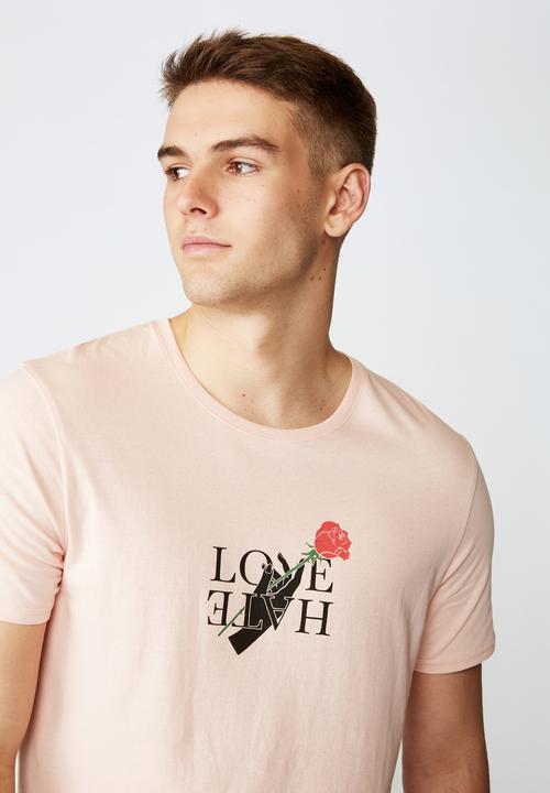 Factorie - Love hate curved graphic T-shirt - peach 