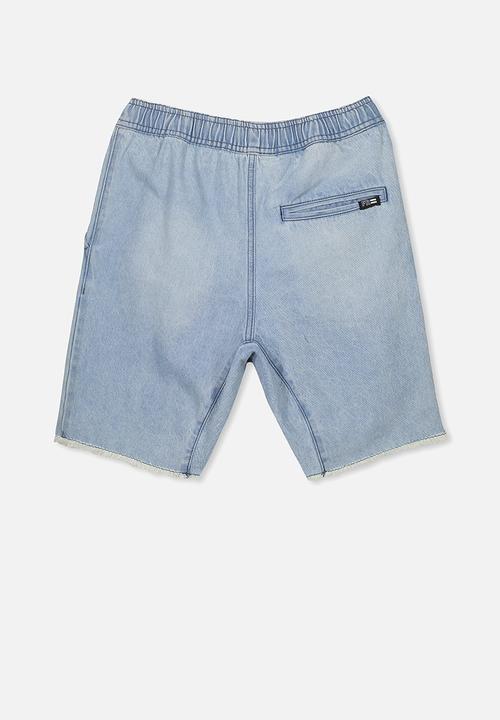 Free by Cotton On - Drop crotch short - bleached indigo