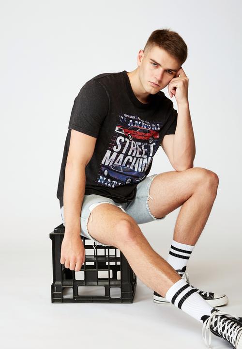 Factorie - Street machine regular graphic T-shirt - washed black
