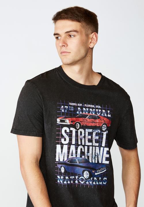 Factorie - Street machine regular graphic T-shirt - washed black
