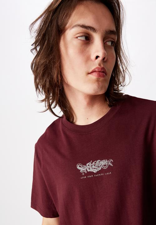 Factorie - Enemies regular graphic T-shirt - burgundy