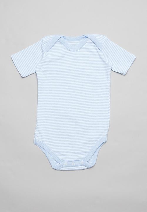 Pop Candy - 2 Pack short sleeve body vests - blue & white