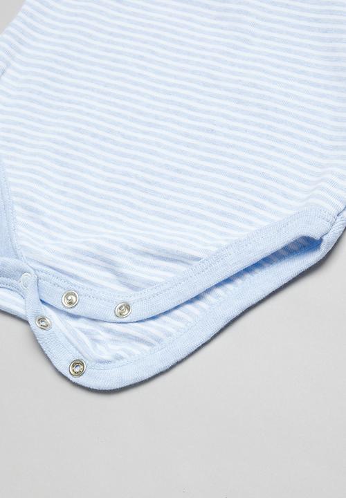 Pop Candy - 2 Pack short sleeve body vests - blue & white
