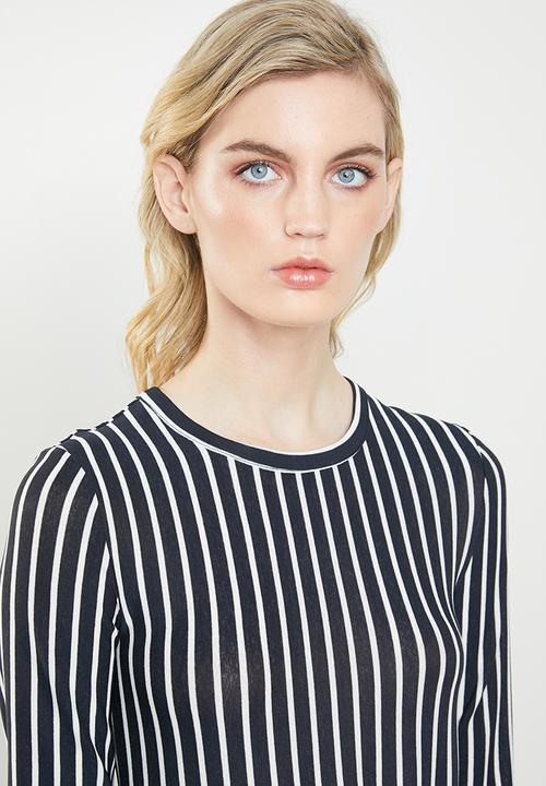 Jacqueline de Yong - Nola stripe dress - navy