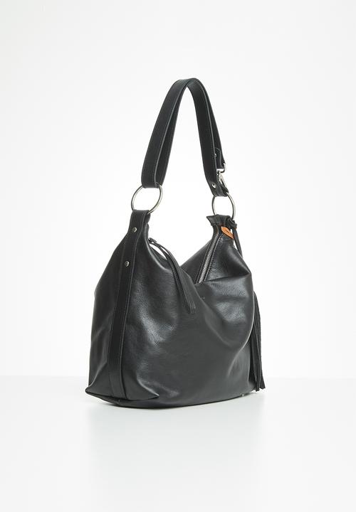 FSP Collection - Hoop slouch dakota leather bag - black