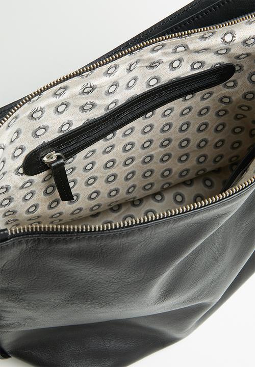 FSP Collection - Hoop slouch dakota leather bag - black