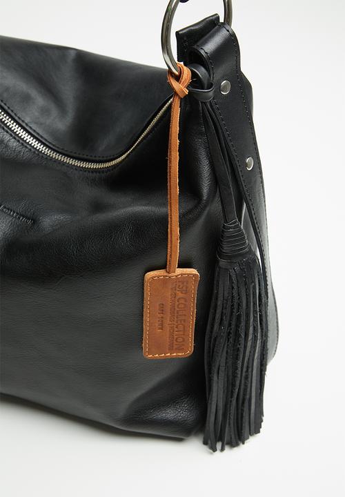 FSP Collection - Hoop slouch dakota leather bag - black