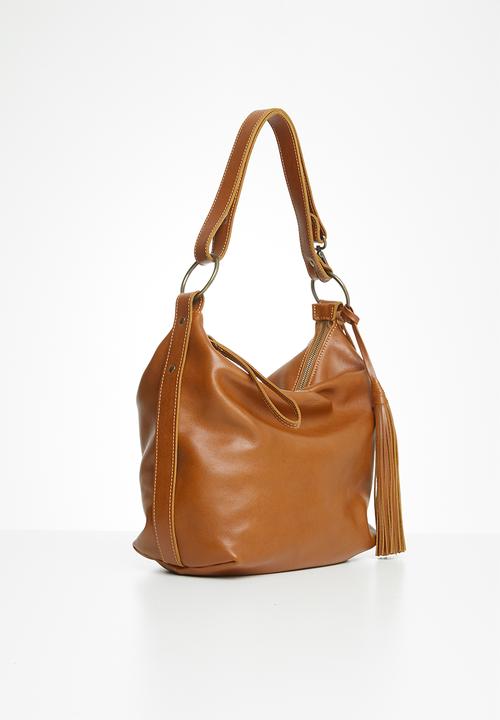 FSP Collection - Hoop slouch dakota leather bag - fudge