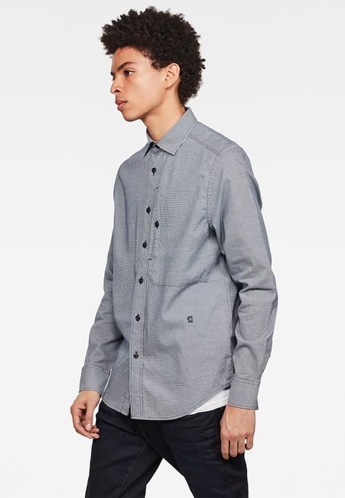G-STAR - Stalt straight fit long sleeve shirt - blue