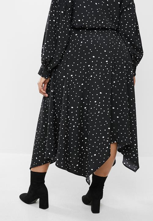 edit Plus - Aop hanky hem skirt (plus) - black & white 