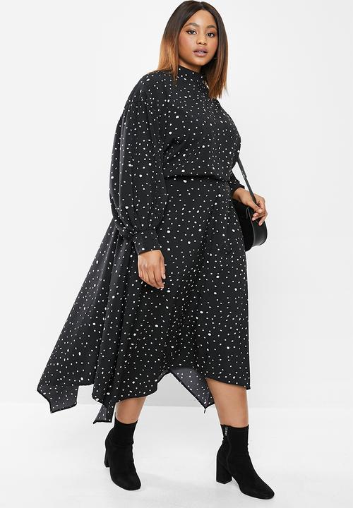 edit Plus - Aop hanky hem skirt (plus) - black & white 
