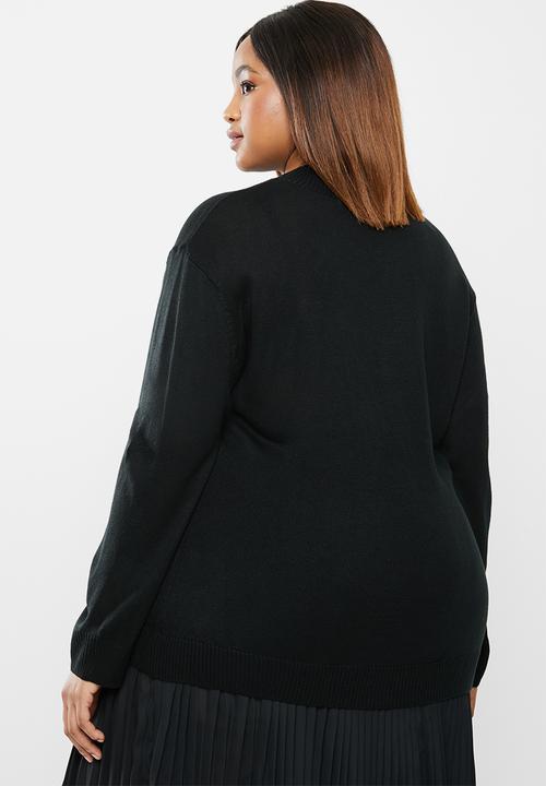 edit Plus - Knitwear basic poloneck(plus) - black