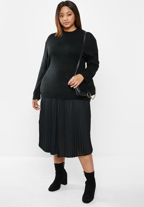 edit Plus - Knitwear basic poloneck(plus) - black