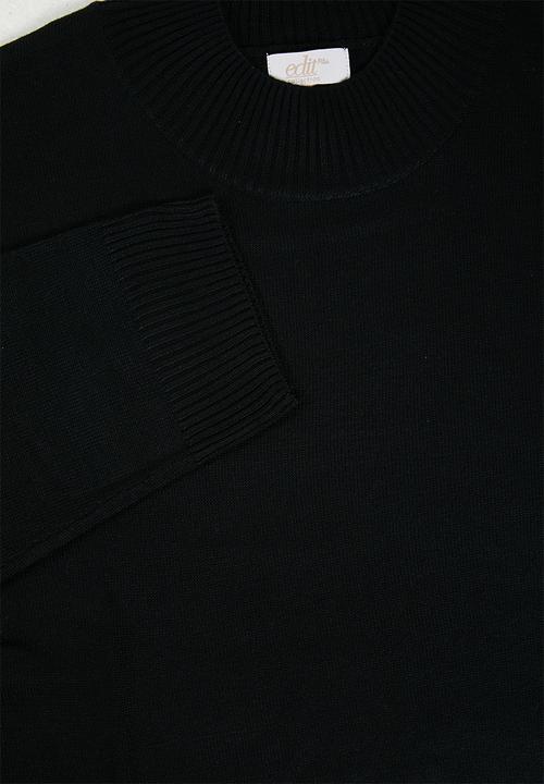 edit Plus - Knitwear basic poloneck(plus) - black