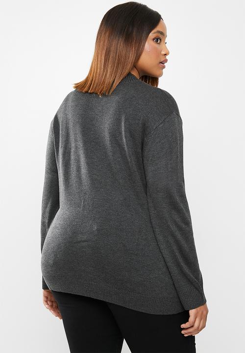 edit Plus - Knitwear basic poloneck(plus) - charcoal